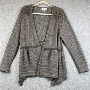 Knox Rose crochet cardigan hanky hemline woven detail XL open front casual boho